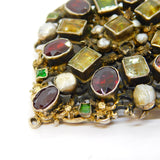 19th Century Austro-Hungarian Large Sterling Silver Gilt Stone Set Brooch Antique c1840