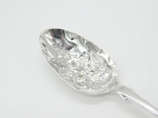 Early Victorian Sterling Silver Berry Pattern Serving Spoon 1838 London Antique