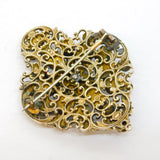 19th Century Austro-Hungarian Large Sterling Silver Gilt Stone Set Brooch Antique c1840