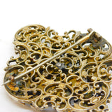 19th Century Austro-Hungarian Large Sterling Silver Gilt Stone Set Brooch Antique c1840