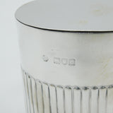 Edwardian Sterling Silver Barrel Form Fluted Tea Caddy Antique 1902 Birmingham