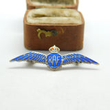 WWII-era Sterling Silver & Enamel RAF Wings Sweetheart Brooch c1940 Antique