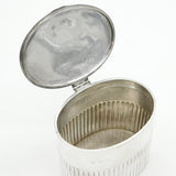 Edwardian Sterling Silver Barrel Form Fluted Tea Caddy Antique 1902 Birmingham