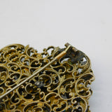 19th Century Austro-Hungarian Large Sterling Silver Gilt Stone Set Brooch Antique c1840