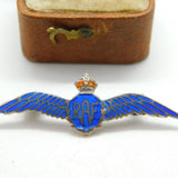 WWII-era Sterling Silver & Enamel RAF Wings Sweetheart Brooch c1940 Antique