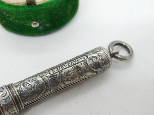 Victorian Sampson Mordan Sterling Silver Propelling Pencil Fob Antique 1900