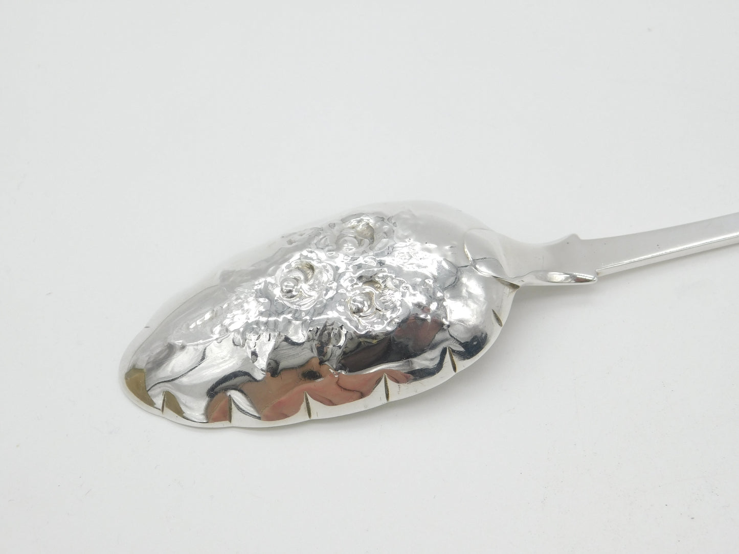 Early Victorian Sterling Silver Berry Pattern Serving Spoon 1838 London Antique