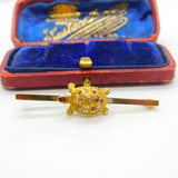 18ct Yellow Gold, Pave Set Ruby & Diamond Turtle Sweetheart Brooch c1920