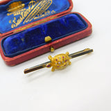 18ct Yellow Gold, Pave Set Ruby & Diamond Turtle Sweetheart Brooch c1920