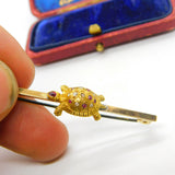 18ct Yellow Gold, Pave Set Ruby & Diamond Turtle Sweetheart Brooch c1920