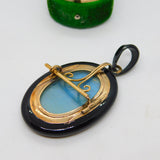 Victorian 9ct Gold Inlaid Whitby Jet Floral Mourning Pendant Antique c1860