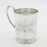 Victorian Sterling Silver Floral Pattern Christening Mug Antique 1870 Sheffield