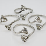 Chris Morphy Modernist Sterling Silver Floral Set of Napkin Rings 1987 Vintage