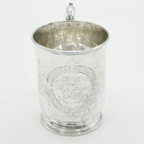Victorian Sterling Silver Floral Pattern Christening Mug Antique 1870 Sheffield