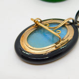 Victorian 9ct Gold Inlaid Whitby Jet Floral Mourning Pendant Antique c1860