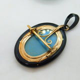 Victorian 9ct Gold Inlaid Whitby Jet Floral Mourning Pendant Antique c1860