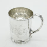 Victorian Sterling Silver Floral Pattern Christening Mug Antique 1870 Sheffield