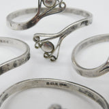 Chris Morphy Modernist Sterling Silver Floral Set of Napkin Rings 1987 Vintage