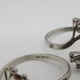 Chris Morphy Modernist Sterling Silver Floral Set of Napkin Rings 1987 Vintage