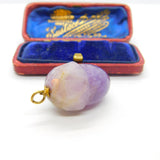 9ct Gold & Carved Amethyst Lucky Acorn Drop Pendant Antique c1920 Art Deco