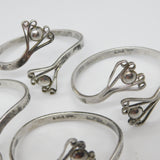Chris Morphy Modernist Sterling Silver Floral Set of Napkin Rings 1987 Vintage
