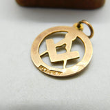 Edwardian 9ct Yellow Gold Masonic Freemasons Compass Pendant c1910 Antique