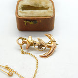 Edwardian 9ct Gold Anchor of Hope Swallow Sweetheart Brooch c1910 Antique
