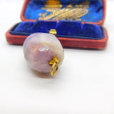 9ct Gold & Carved Amethyst Lucky Acorn Drop Pendant Antique c1920 Art Deco