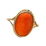 19th Century 15ct Gold Carved Red Coral Classical Cameo Dress Ring Antique c1860