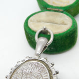 Victorian Sterling SIlver Fern Leaf Sweetheart Locket Antique 1881 Birmingham
