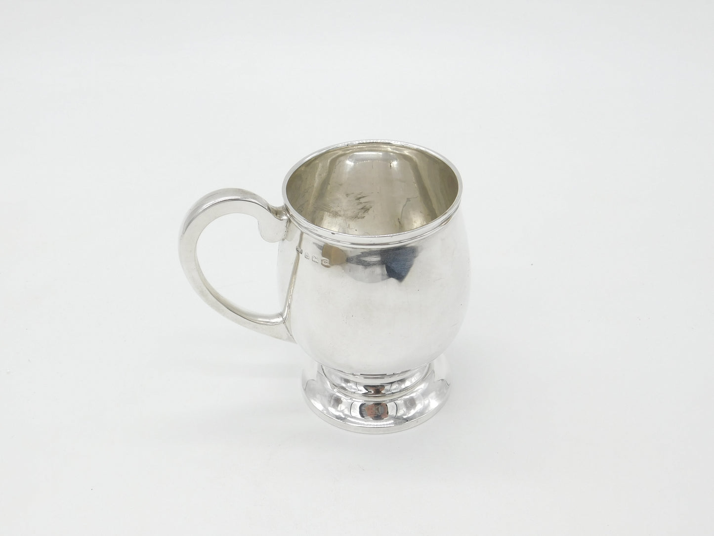 Sterling Silver Bulb Shaped Christening Mug Antique 1931 Birmingham Art Deco