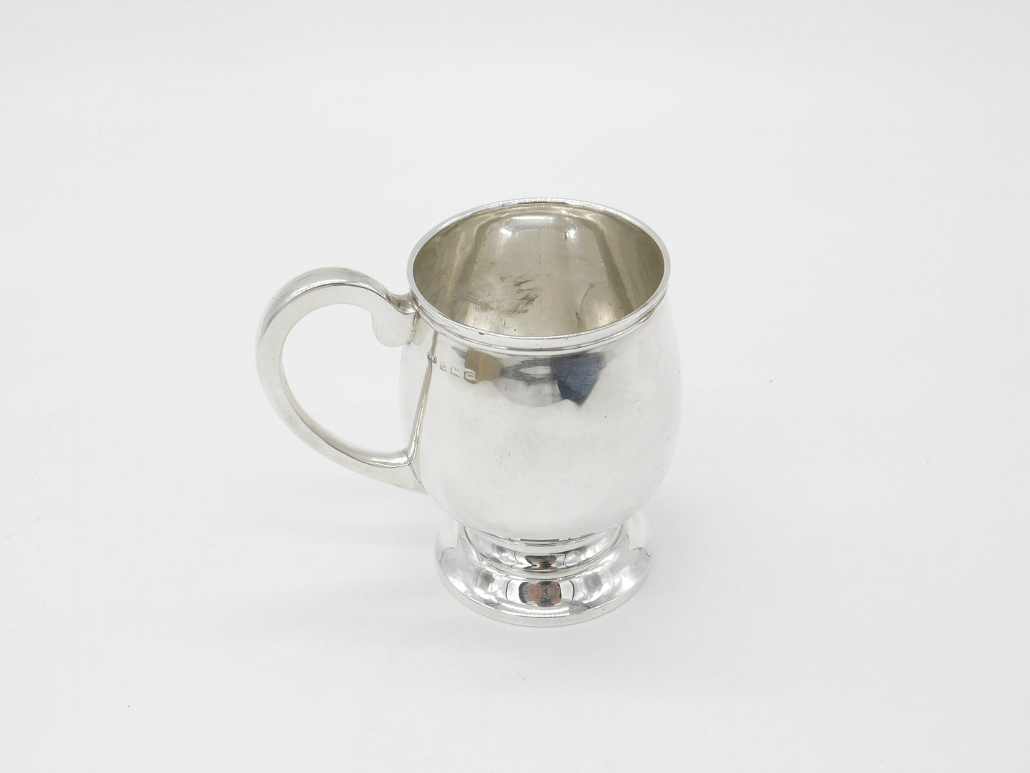 Sterling Silver Bulb Shaped Christening Mug Antique 1931 Birmingham Art Deco