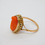 19th Century 15ct Gold Carved Red Coral Classical Cameo Dress Ring Antique c1860