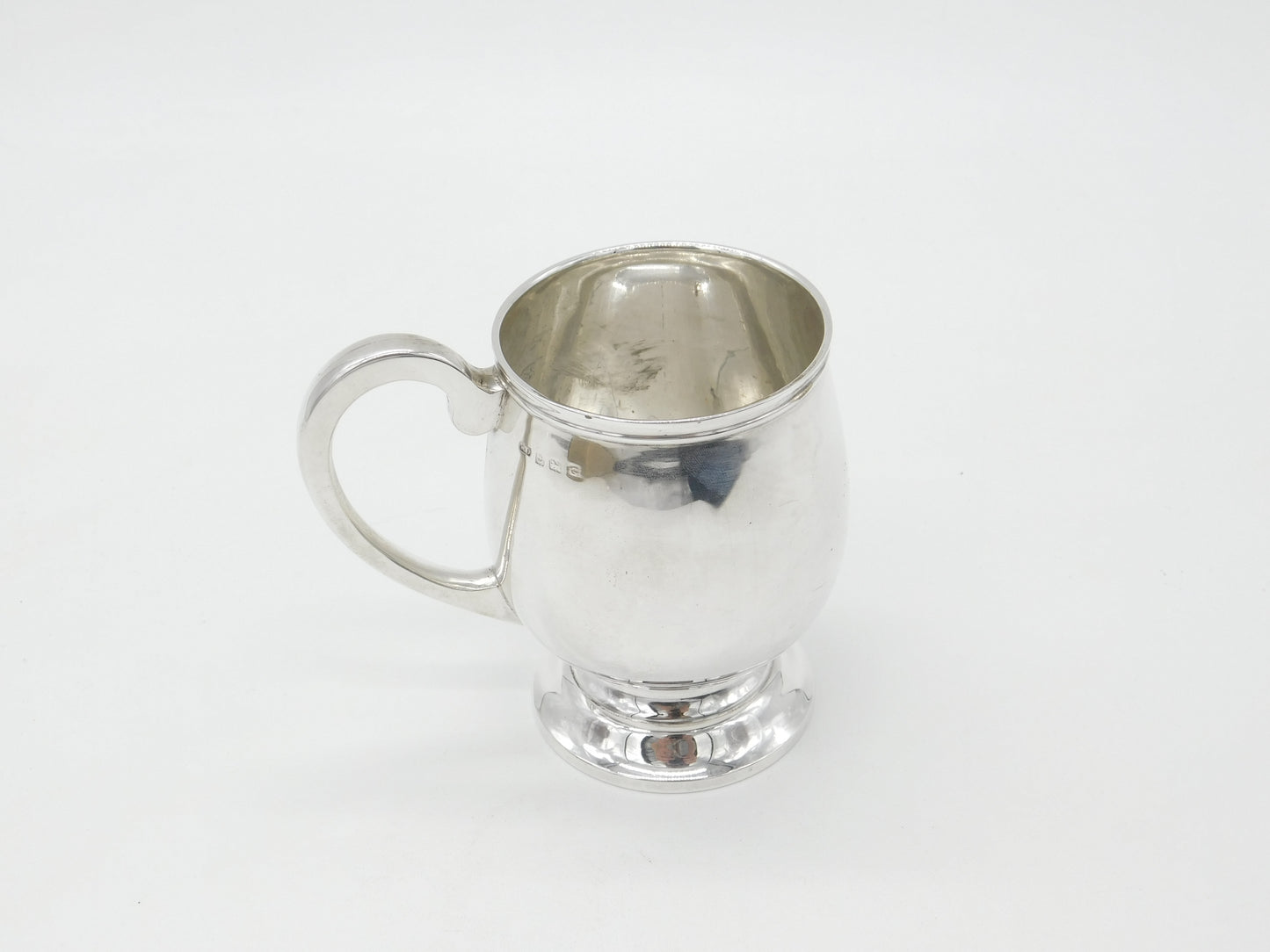 Sterling Silver Bulb Shaped Christening Mug Antique 1931 Birmingham Art Deco