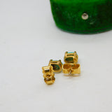 9ct Yellow Gold & Cabochon Turquoise Stud Earrings Vintage c1970