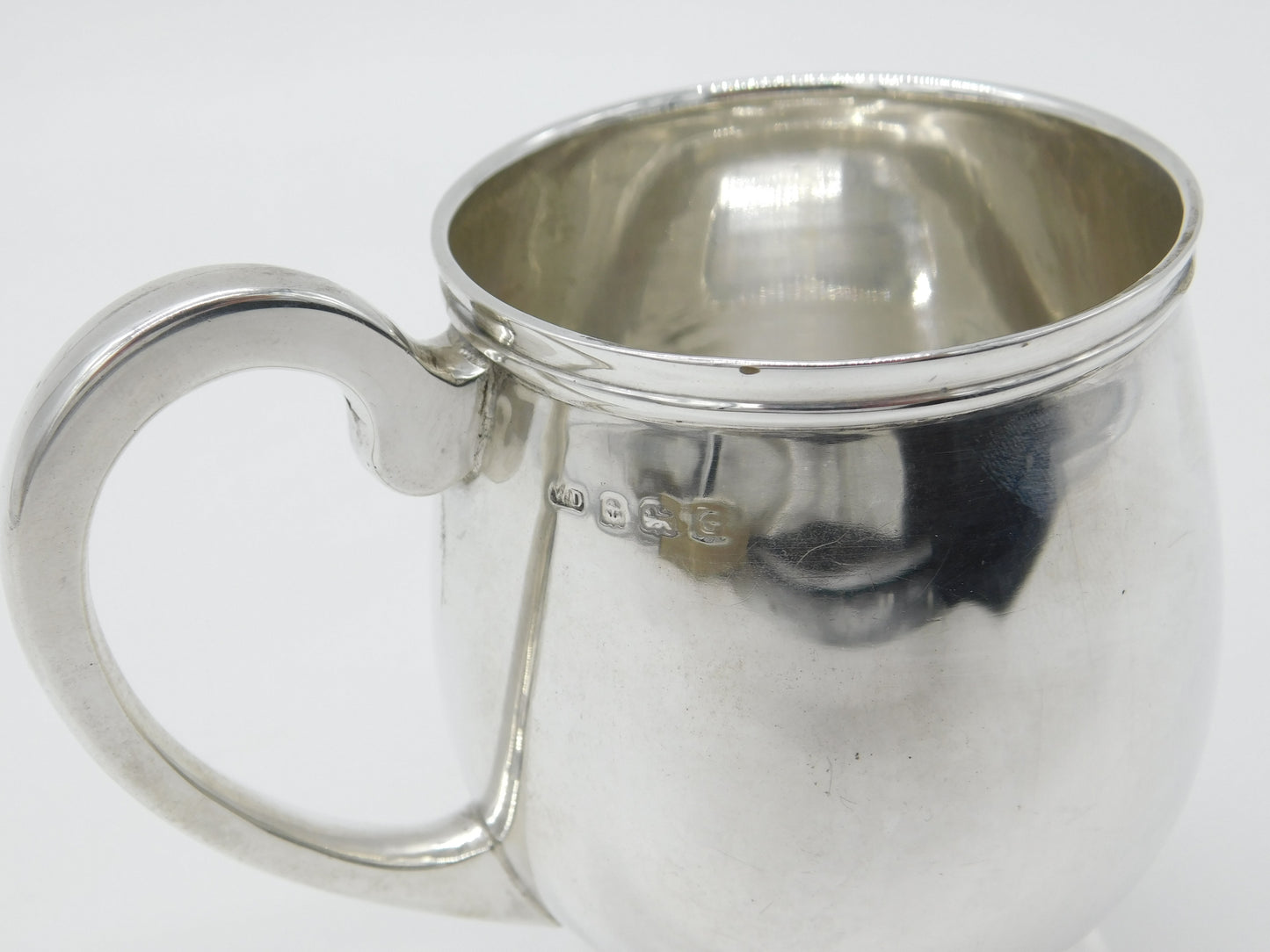 Sterling Silver Bulb Shaped Christening Mug Antique 1931 Birmingham Art Deco