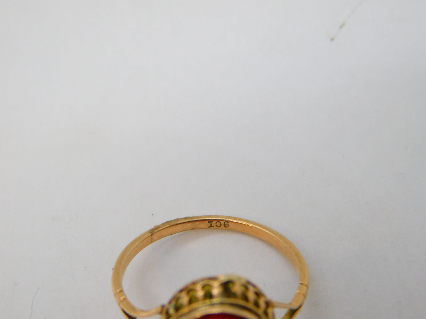 19th Century 15ct Gold Carved Red Coral Classical Cameo Dress Ring Antique c1860
