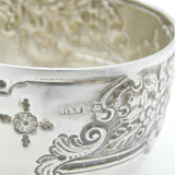 Victorian Sterling Silver Floral Pattern Sugar Bowl Antique 1896 Birmingham