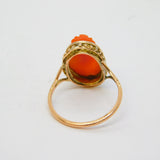 19th Century 15ct Gold Carved Red Coral Classical Cameo Dress Ring Antique c1860