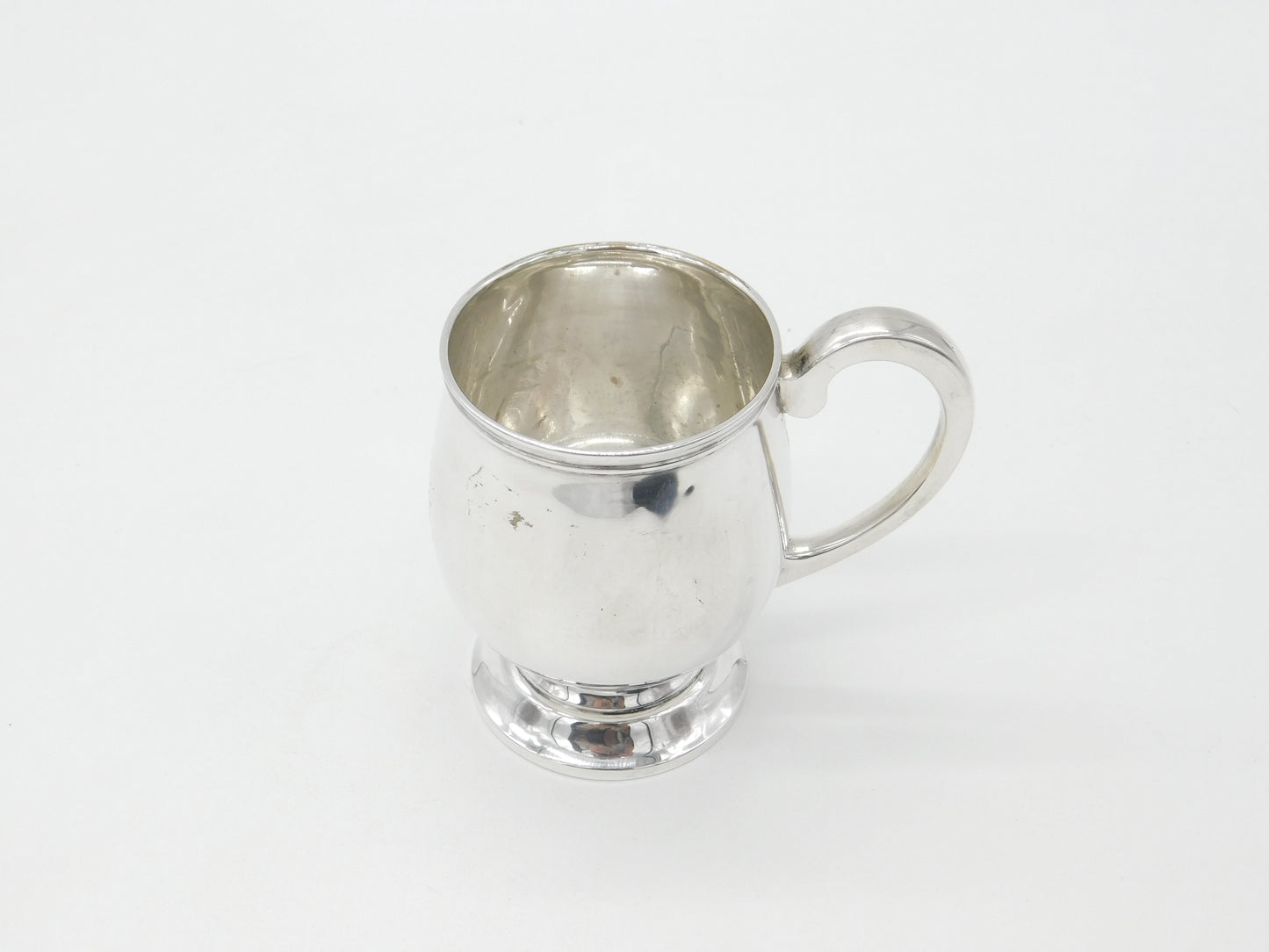 Sterling Silver Bulb Shaped Christening Mug Antique 1931 Birmingham Art Deco