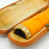 Art Deco Boxed 9ct Gold & Block Amber Large Cigar Holder Antique Birmingham