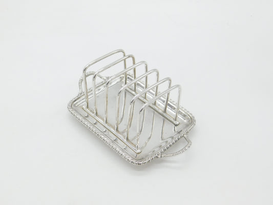 Edwardian Sterling Silver Toast Rack with Integrated Crumb Tray 1908 London