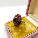 Austro-Hungarian Victorian 9ct Gold & Bohemian Garnet Large Floral Ring Antique