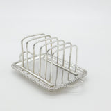 Edwardian Sterling Silver Toast Rack with Integrated Crumb Tray 1908 London