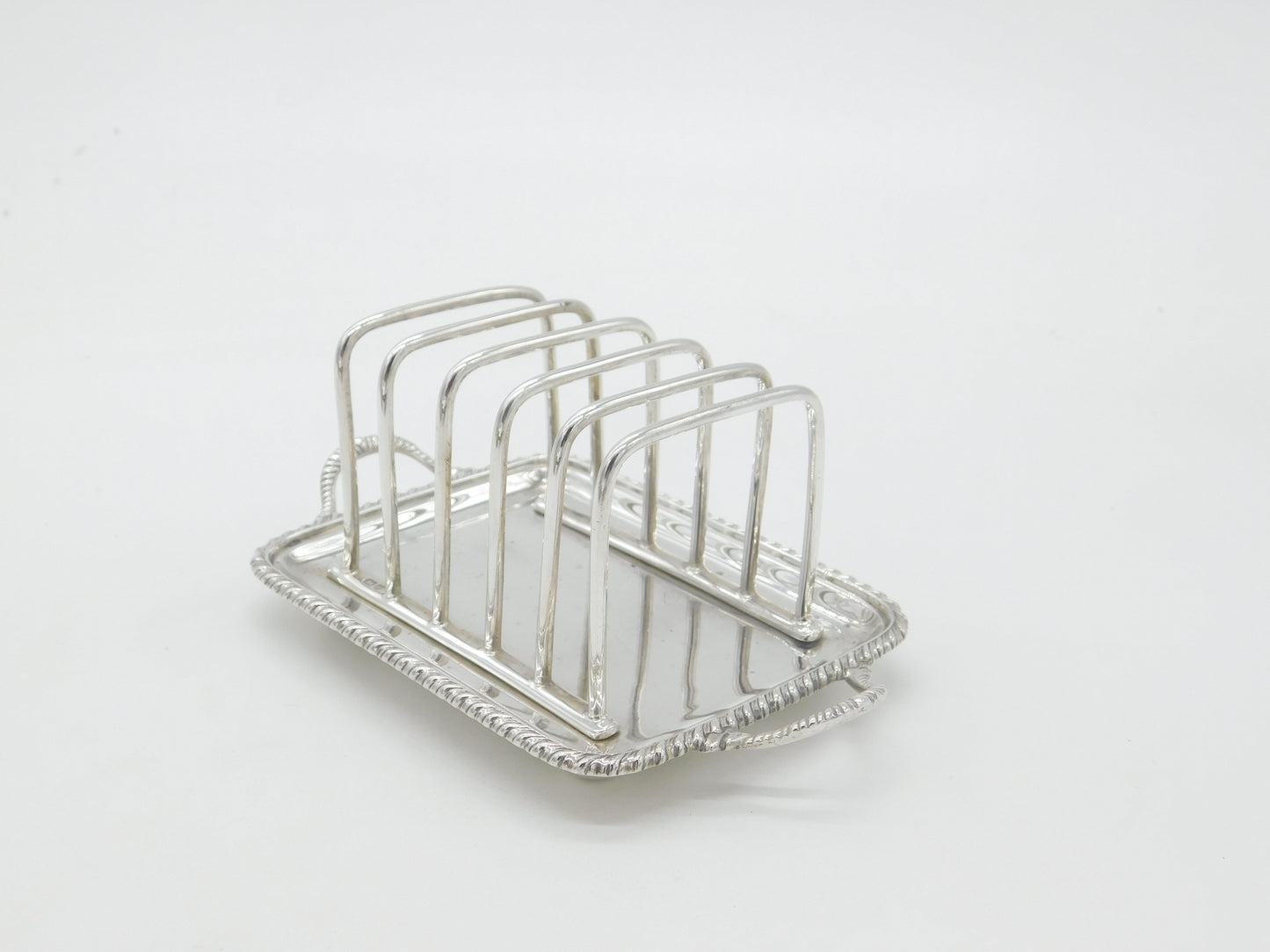 Edwardian Sterling Silver Toast Rack with Integrated Crumb Tray 1908 London