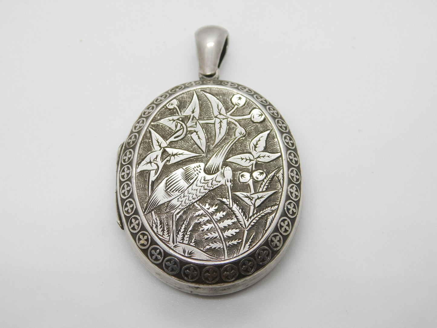 Victorian Sterling Silver Aesthetic Mourning Locket 1879 Antique Birmingham