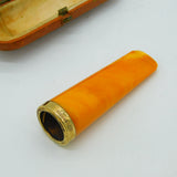 Art Deco Boxed 9ct Gold & Block Amber Large Cigar Holder Antique Birmingham