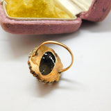 Austro-Hungarian Victorian 9ct Gold & Bohemian Garnet Large Floral Ring Antique