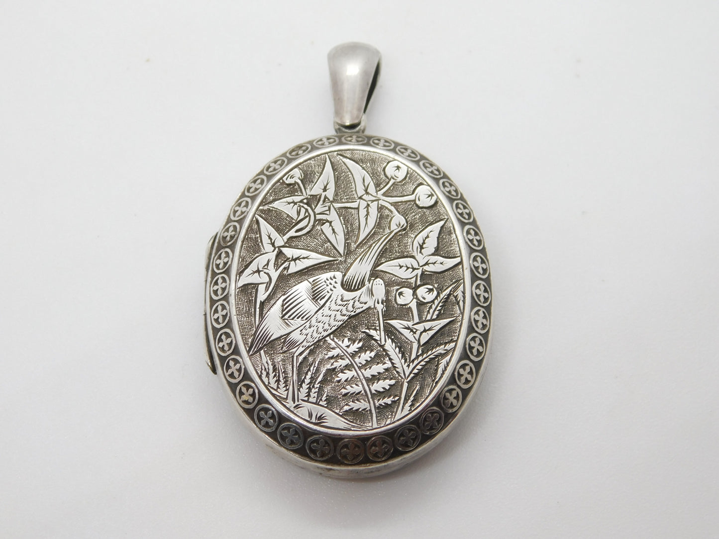 Victorian Sterling Silver Aesthetic Mourning Locket 1879 Antique Birmingham