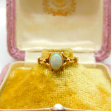 Victorian 18ct Yellow Gold & Cabochon Fire Opal Band Ring Antique c1890